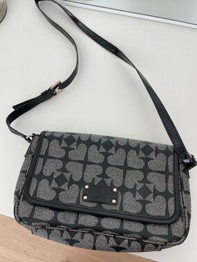 kate spade Black and Ivory Heart Pattern Crossbody Bag
